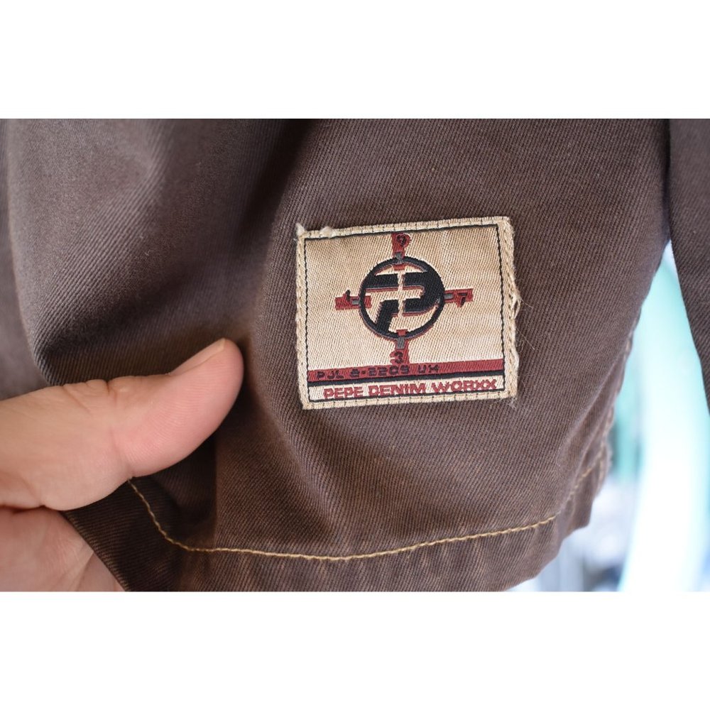 *SOLD Vintage Pepe Jeans London Dark Brown Superior Denim Jacket  Size L/XL - Picture 7 of 9